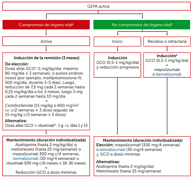 Diagrama de flujo del resumen del algoritmo de tratamiento de GEPA