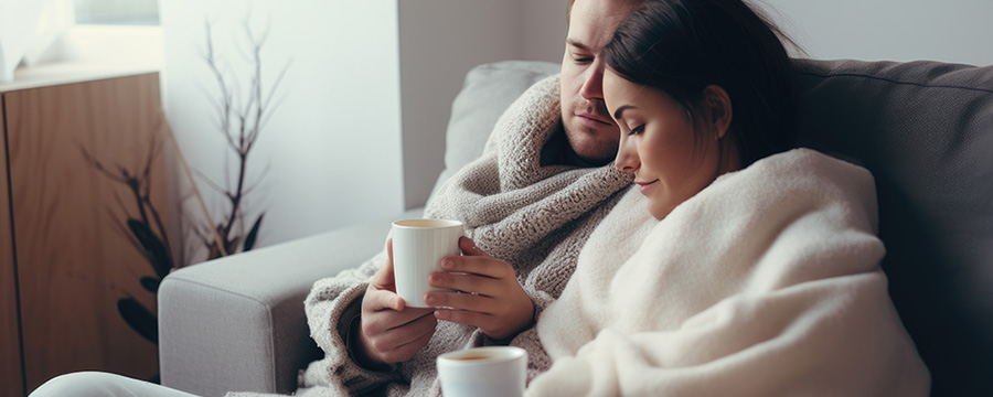 Dos Parejas Compartiendo Café, Haciendo Hincapié en el Aspecto Social de la Salud y la Posible Propagación del Virus de la Gripe B.